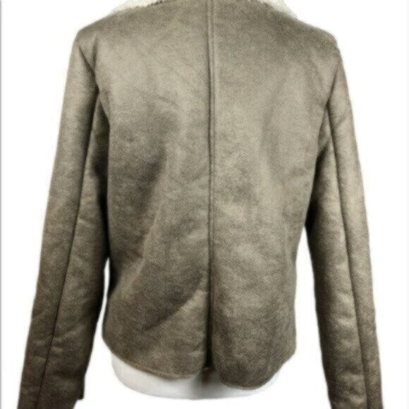 BB Dakota Penny Lane Dark Tan Faux Suede Shearling Warm Winter Jacket Medium - Picture 4 of 9